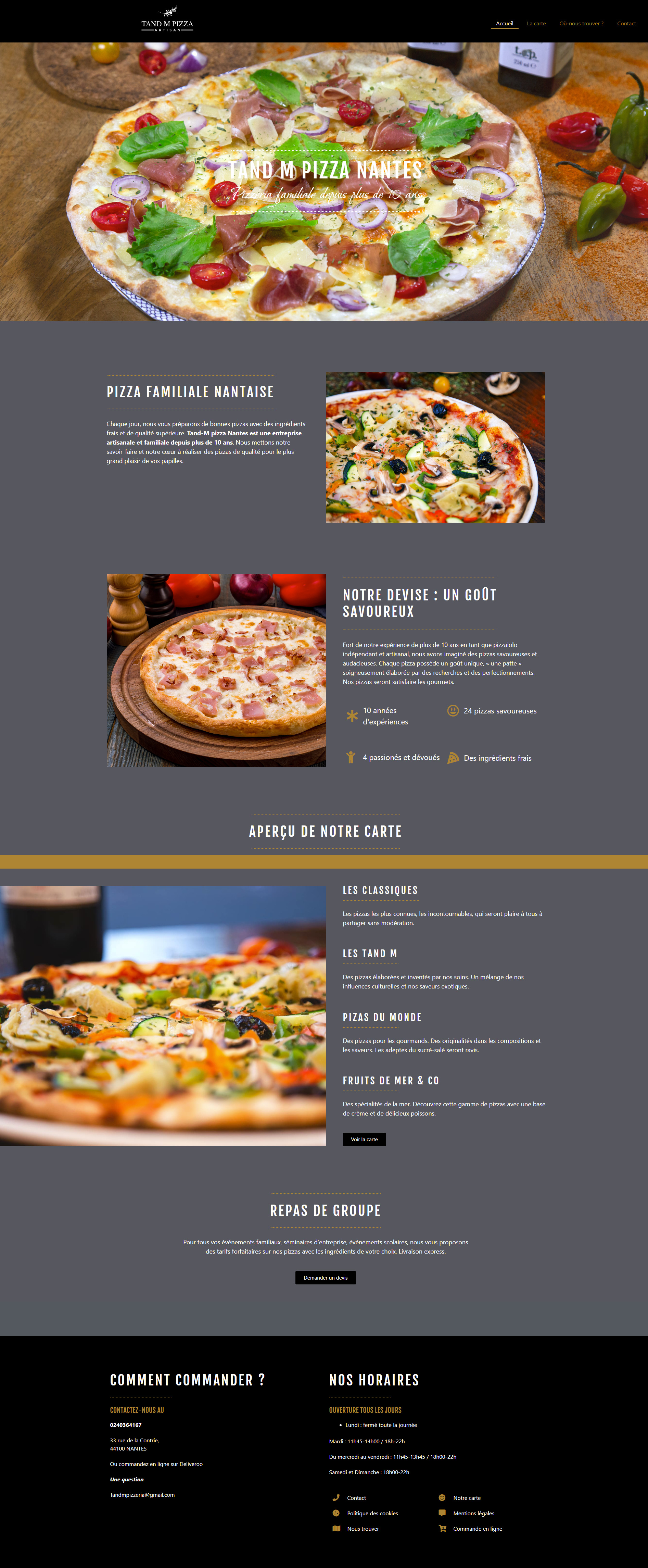 Catégorie pizza en ligne sur site internet tand m pizza nantes
